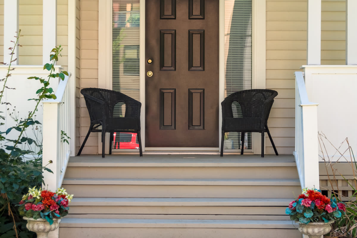 The exterior of a renovated house prepared for sale